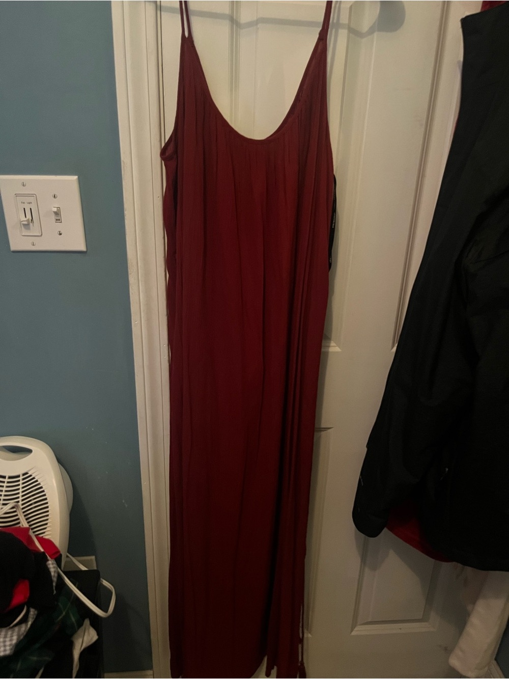 Primark Burgundy Maxi Slip Dress with Spaghetti Straps